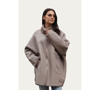 Donna Giacca IN Pelle Di Agnello Laure Beige Oversize Vera Invernale