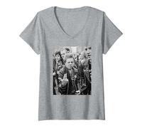 Donna Giacca in Pelle Young Punk 1980 by Virginia Turbett Maglietta con Collo a V