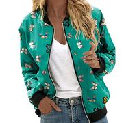 Donna Giacca Primaverile Antivento Outwear a Vento Zip-Up Casual Cappotto Ricamo Motociclista Giacche da Baseball per Le Mezze Stagioni