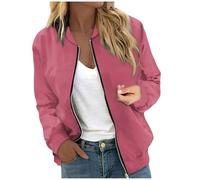 Donna Giacca Primaverile Casual Zip Up Solido Cappotto Leggera da Maniche Lunghe Bomber Jacket Y2k Hiphop Giacchetto Autunno Classico per Il Tempo Libero