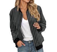 Donna Giacca Primaverile Sportiva Cappotto da Baseball a Vento Zip-Up Giubbotto Bomber Elegante Ricamo Motociclista Autunno Classico Leggera per Il Tempo Libero