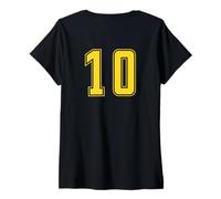 Donna Giallo Numero 10 Uniforme Numerata Squadra Sportivo Maglietta con Collo a V
