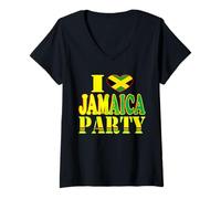 Donna Giamaica partyAbiti giamaicani per le donne Jamaica partito vestito Maglietta con Collo a V