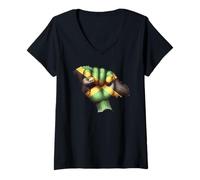 Donna Giamaica Strong Classic Reggae Pride Love Maglietta con Collo a V