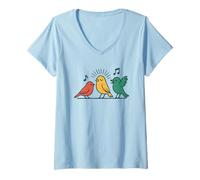 Donna Giamaicano Reggae Rastafari Rasta Birds Giallo Red Green Maglietta con Collo a V
