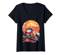 Donna Giappone Asia Giapponese Gatto Gatti Cina giapponese asiatico Maglietta con Collo a V