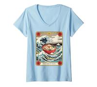 Donna Giappone Ramen Bowl Surfing Great Wave off Kanagawa Tarocchi Maglietta con Collo a V