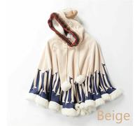 Donna Giapponese Antler Mantello con Cappuccio Pelliccia Giacca Poncho Stola Top