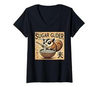 Donna Giapponese Cave Art Noodles Wildlife Sugar Glider Ramen Maglietta con Collo a V