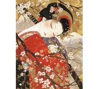 donna giapponese Dipingere con i Numeri Adulti, Paint by Numbers fiore Dipingere con i Numeri Hobby Creativi Adulti, DIY Creart Dipingere, con 3 Pennelli a pigmento Acrilico, Senza Cornice 40x50cm