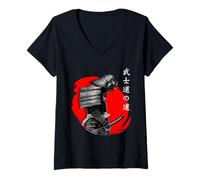 Donna Giapponese Ghost Samurai Warrior Bushido Way Estetica Maglietta con Collo a V