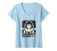 Donna Giapponese Girl Art - Mistico Anime Notte Scena Maglietta con Collo a V