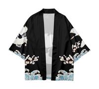 Donna Giapponese Kimono Cardigan 3/4 Maniche Yukata Aperto Avanti Accappatoio
