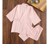 Donna Giapponese Kimono Set Pigiama Mussolina Cotone Lino Geometry Stampa Da