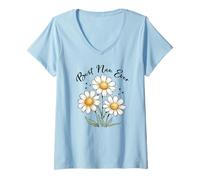 Donna Giardino floreale bianco per festa della mamma Best Nan Ever Daisies Maglietta con Collo a V