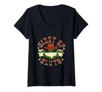 Donna Giddy Up Troie Rana Abbigliamento Divertente Maglietta con Collo a V