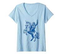 Donna Giddyup! Sasquatch Cowboy & Unicorn Maglietta con Collo a V