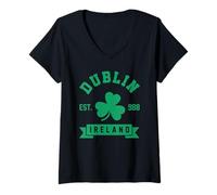 Donna Gift Bandiera Dell'Irlanda Irlanda Vintage St. Patricks Day Maglietta con Collo a V