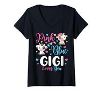 Donna Gigi Loves You - Mucca Rosa o Blu, Idea Regalo Maglietta con Collo a V