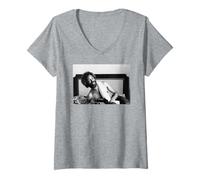 Donna Gil Scott-Heron Pezzi di Un Uomo Cantante A Londra AJ Barratt Maglietta con Collo a V