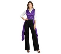Donna Gilet Steampunk Giacca Vestito Pirata Donne Bustier Vintage Viola 3XL
