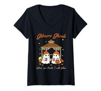 Donna Gilmore Ghouls Where You Haunt I Will Follow Funny Halloween Maglietta con Collo a V