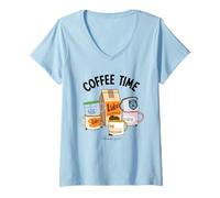Donna Gilmore Girls Coffee Time Cup Logo Collection Maglietta con Collo a V
