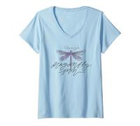 Donna Gilmore Girls Dragonfly Inn Maglietta con Collo a V, Celeste, M