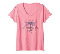 Donna Gilmore Girls Dragonfly Inn Maglietta con Collo a V, Rosa, L