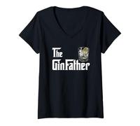 Donna Gin Padre ginfather Divertente Gin e Cocktail tonico t Maglietta con Collo a V