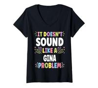 Donna Gina Personalized Women's Gift Custom Gina Maglietta con Collo a V
