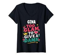 Donna Gina Personalized Women's Gift Custom Gina Maglietta con Collo a V