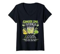 Donna Ginger Lime Vodka Cocktail Ricetta Divertente Barista Mixology Maglietta con Collo a V
