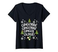Donna Gingobbè Gingobbè Jingle Bells Regalo Natale, Babbo Natale Maglietta con Collo a V