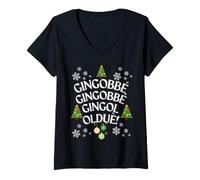 Donna Gingobbè Gingobbè Jingle Bells Regalo Natale, Babbo Natale Maglietta con Collo a V