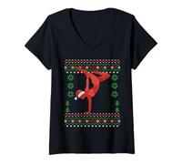 Donna Ginnasta acrobatica Natalizia Acrobat Ugly Sweater Performer Maglietta con Collo a V