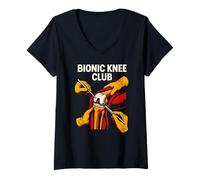 Donna Ginocchiera Sostitutiva Bionic Knee Club Fun Mens Chirurgia Recupero Maglietta con Collo a V