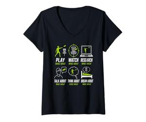 Donna Gioca Guarda Ricerca Discorso Sogno Disco Golf Grafica Maglietta con Collo a V