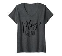 Donna Gioca Intorno alla Famiglia Fun Wall Decor per Bambini e aule Maglietta con Collo a V