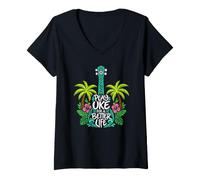 Donna Gioca UKE per Una Vita Migliore - Amante Ukulele Maglietta con Collo a V