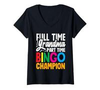 Donna Giocatore campione di bingo part time nonna a tempo pieno Maglietta con Collo a V