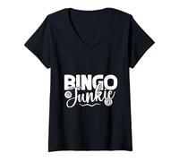 Donna Giocatore di Bingo Dipendente dal Bingo Maglietta con Collo a V