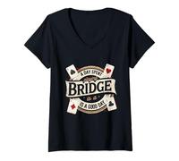 Donna Giocatore Di Bridge A Day Spend Playing Bridge Maglietta con Collo a V