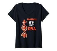 Donna Giocatore di Football It's in My Dna American Football Maglietta con Collo a V