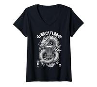 Donna Giocatore di Golf a Disco Dragon Basket Never Give Up Kanji Maglietta con Collo a V