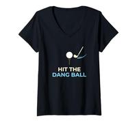 Donna Giocatore di Golf Divertente Hit The Dang Ball Maglietta con Collo a V