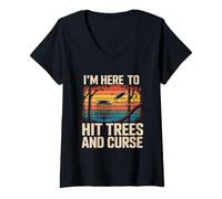 Donna Giocatore di Golf retrò I'm Here to Hit Trees And Curse Maglietta con Collo a V