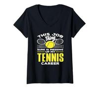 Donna Giocatore di Tennis Questo Lavoro incasina Carriera Maglietta con Collo a V