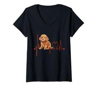 Donna Giocattolo barboncino cane battito cardiaco ECG I miei cani sono il mio cardio Maglietta con Collo a V