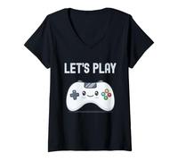 Donna Giochiamo Kawaii Controller Carino Adorabile Gioco Videogioco Maglietta con Collo a V